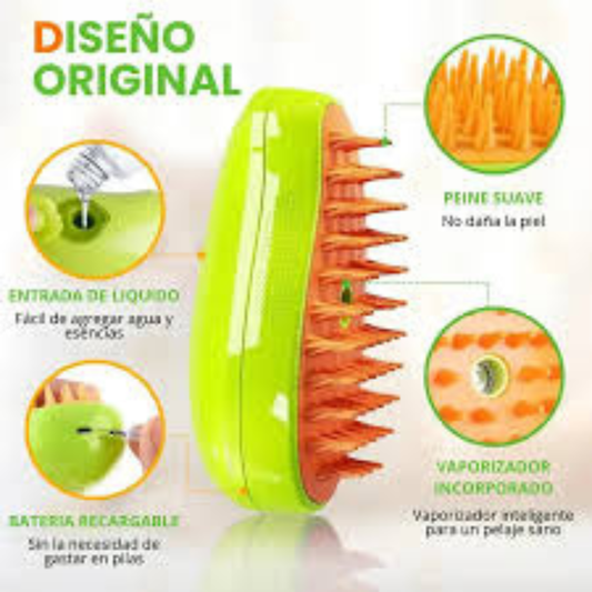 Cepillo de Vapor 3 en 1 para Mascotas